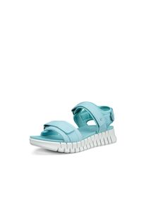 Sandalette Ecco "Ecco GRUUV SOL W", Damen, Gr. 36, blau (t&uuml;rkis), Leder, Schuhe Sandalette, Plateau, Sommerschuh, Sandalette mit praktischem Klettverschluss