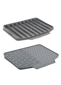 Abtropfmatte Metaltex "Gravity-Duo", grau, B:40cm T:33cm, Kunststoff, Geschirrst&auml;nder, Abtropfmatte, beidseitig verwendbare Abtropfmatte