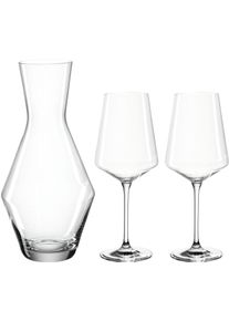 Gl&auml;ser-Set Leonardo "PUCCINI", transparent (klar), H:28cm, Kristallglas, Trinkgef&auml;&szlig;e, Gl&auml;ser-Set, (1 Karaffe, 2 Weingl&auml;ser), 3-teilig