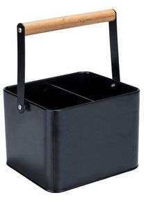Organizer Wenko "Modell Baco", schwarz (korb : schwarz, griff : braun, gelenk : transparent), B:18cm H:25,5cm T:15,5cm, Metall, Aufbewahrungsboxen, Organizer, robuster Tragekorb, ideal zur Aufbewahrung von Ketchup und Grillsaucen