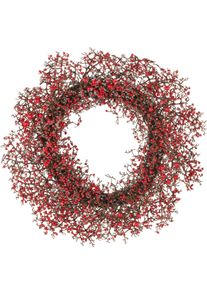 Kunstkranz Creativ green "Kranz", rot, T:8cm &Oslash;:51cm, Kunststoff, Kunstpflanzen, Kunstkranz, in gefrosteter Optik