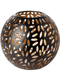 Windlicht Fink "DARIA", schwarz, H:15cm &Oslash;:17cm, Eisen, Kerzenhalter, Windlicht, Kerzenhalter aus Eisen, pulverbeschichtet, mit Cut-Outs