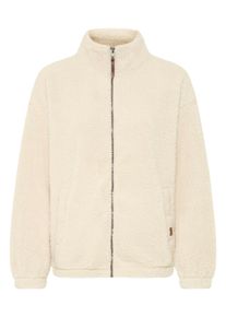 Sweatjacke oxmo "Trainingsjacke OXBerina", Damen, Gr. XS, beige (oatmeal), Obermaterial: 100% Polyester PES., Sweatjacken Sweatjacke