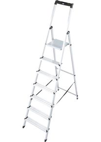 Stehleiter Krause "Solidy", grau (aluminiumfarben), B:52cm H:11cm L:230cm, Aluminium, Leitern, Stehleiter, Aluminium, 1x7 Stufen, Arbeitsh&ouml;he ca. 348 cm