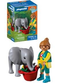 Konstruktions-Spielset Playmobil "Zoo: Elefantenbaby und Pflegerin (72092), Animals & Friends", bunt, Spielbausteine, Kinder, Kunststoff, Konstruktions-Spielset, Made in Europe