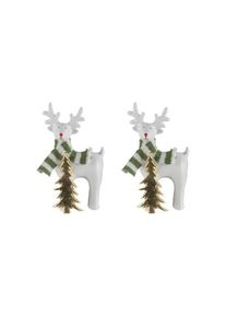 Weihnachtsfigur CREATIV HOME "Hirsch", wei&szlig;, B:8cm H:15cm T:4,5cm, Dekofiguren, Weihnachtsfigur, mit Schal
