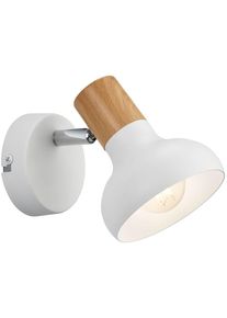 REALITY LEUCHTEN Deckenstrahler "LATIKA, Strahler 1-flammig, exkl 1x E14 max 10W, Deckenspot Wandspot", wei&szlig; (wei&szlig; matt), 1, &Oslash; 10cm H: 17,5cm, 1 Stk., Leuchten, schwenkbarer Strahler, Metall und Holzoptik Lackierung, Spot Licht, Deckenstrahler