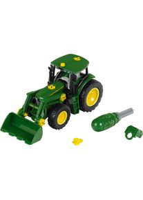 Spielzeug-Traktor klein "John Deere", gr&uuml;n, Spielzeugfahrzeuge, KinderB:9,5cm H:12cm T:24,5cm, Kunststoff, Spielzeug-Traktor, mit Frontlader, B:9,5cm H:12cm T:24,5cm