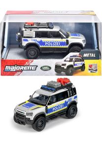Spielzeug-Auto Majorette "Land Rover Defender 90 Police", silber (silber, blau), Spielzeugfahrzeuge, KinderT:12,5cm, Kunststoff, Spielzeug-Auto, T:12,5cm