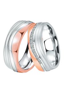 Trauring DOOSTI "Schmuck Geschenk Edelstahl Trauring Ehering Partnerring LIEBE" Gr. 62, rosa (edelstahlfarben, ros&eacute;goldfarben), Fingerringe, Damen, 62,mit Zirkonia, Edelstahl, 7mm, Trauring, wahlweise mit oder ohne Zirkonia