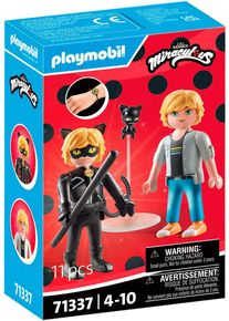 Konstruktions-Spielset Playmobil "Miraculous: Adrien & Cat Noir (71337), Miraculous", bunt, Spielbausteine, Kinder, Kunststoff, Konstruktions-Spielset, Made in Europe