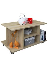Couchtisch Vcm "Holz Sofatisch Couchtisch Rollen Findula", braun (sonoma, eiche), B:80cm T:40cm, Tische, Couchtisch