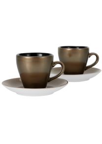 Espressotasse Creatable "Golden Days", gold (gold, schwarz), 100ml, 4 Stk., Steinzeug, Trinkgef&auml;&szlig;e, Espressotasse, 4-teilig, inkl. Untertasse