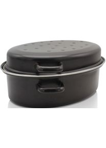 Kr&uuml;ger Br&auml;ter KR&Uuml;GER, schwarz, B:30cm H:12cm L:38cm, T&ouml;pfe, Br&auml;ter, mit Chromrand, Induktion