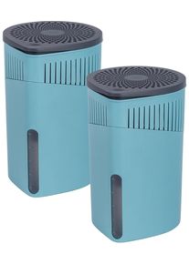 Luftentfeuchter Wenko "Drop", blau (t&uuml;rkis), B:15cm H:23cm T:15cm, Luftentfeuchter, Luftentfeuchter, 2 Entfeuchter mit je 1 x 1000 g Entfeuchter Block