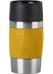Thermobecher Emsa "Travel Mug Compact", gelb, H:15cm &Oslash;:7,2cm, Edelstahl, Kunststoff, Silikon, Trinkgef&auml;&szlig;e, Thermobecher, 0,3L, Edelstahl, 3h warm/6h kalt, 360Trink&ouml;ffnung, sp&uuml;lmaschinenfest