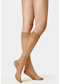 Feinkniestr&uuml;mpfe Kunert "Kniestrumpf Cotton Sole 20", Damen, Gr. 39-42, braun (tan 1003), Obermaterial: 75% Polyamid PA. 19% Baumwolle CO. 6% Elasthan EL., Socken Feinkniestr&uuml;mpfe