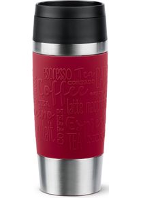 Thermobecher Emsa "Travel Mug Classic, mit 360-Trink&ouml;ffnung, auslaufsicher, rutschfest", rot (dunkelrot), H:20,4cm &Oslash;:8,2cm, Edelstahl, Kunststoff, Silikon, Trinkgef&auml;&szlig;e, Thermobecher, 4h hei&szlig;, 8h kalt - 360 ml / 6h hei&szlig;, 12h kalt - 500 ml, 100% dicht