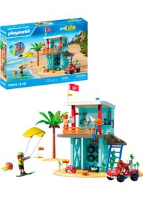Konstruktions-Spielset Playmobil "Rettungsturm mit Beach buggy (71903), My Life", bunt, Spielbausteine, Kinder, Kunststoff, Konstruktions-Spielset, Made in Europe