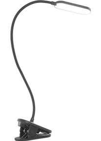 Klemmleuchte DOMO collection, schwarz, B:6cm H:65cm L:12cm, Leuchten, Klemmleuchte, mit USB-Lade- und Touchfunktion, dimmbar und verstellbar
