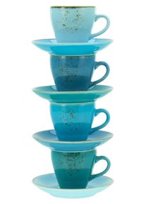 Espressotasse Creatable "Kaffeetasse NATURE COLLECTION Aqua", blau, 100ml, 8 Stk., Steinzeug, Trinkgef&auml;&szlig;e, Espressotasse, Tassen Set, aktuelle Blaut&ouml;ne mit Sprenkel, 4 Tassen, 4 Untertassen