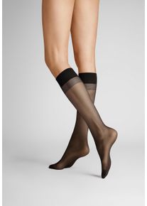 Feinkniestr&uuml;mpfe Hudson "Kniestrumpf Simply 20 2-Pack", Damen, Gr. 39-42, schwarz (schwarz 0005), Obermaterial: 83% Polyamid PA. 17% Elasthan EL., Socken Feinkniestr&uuml;mpfe