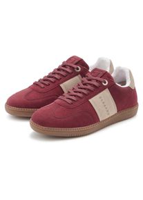 Sneaker ELBSAND "Freizeitschuh, Schn&uuml;rschuh, Turnschuh, Retro Sneaker, Lederschuh", Damen, Gr. 43, bordeaux, beige, Obermaterial: 100% Rindsleder. Decksohle: 100% Textilmaterial. Futter: 100% Textilmaterial. Laufsohle: 100% Synthetik, unifarben mit Farbeinsatz, Basic, Schuhe Sneaker, Ledersneaker, Schn&uuml;rhalbschuh aus Leder im modernen Retro Look Unisex