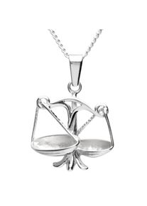 Kette mit Anh&auml;nger OSTSEE-SCHMUCK "OSTSEE-SCHMUCK Kette mit Anh&auml;nger Tierkreiszeichen Waage" Gr. 45, silber (wei&szlig;, neutral), Halsketten, Damen, 45cm, Silber 925 (Sterlingsilber), L: 42, Kette mit Anh&auml;nger