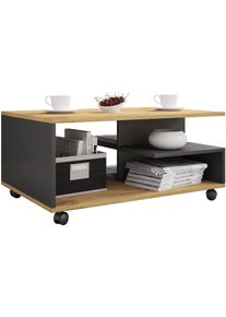 Couchtisch Vcm "Holz Sofatisch Couchtisch Rollen rollbar Stango L", braun (anthrazit, honig, eiche), B:80cm T:50cm, Tische, Couchtisch