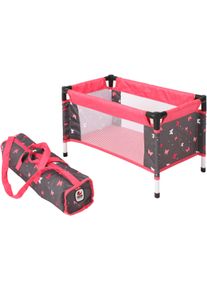 Bayer Chic 2000 Puppenbett CHIC2000 "Puppen-Reisebett", bunt (butterfly koralle), Puppenm&ouml;bel, KinderB:31cm H:32cm T:54cm, Stahl, Stoff, Puppenbett, mit Stoff-Tragetasche, B:31cm H:32cm T:54cm