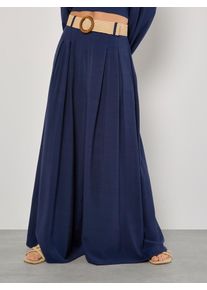 Palazzohose Apricot "Hose", Damen, Gr. XL (42), N-Gr, blau (navy), gewebt, Obermaterial: 75% Viskose CV. 25% Polyester PES., uni, Hosen Palazzohose, mit G&uuml;rtel