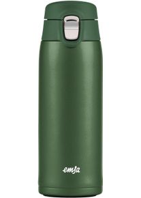 Thermobecher Emsa "Travel Mug", gr&uuml;n, H:19,6cm &Oslash;:6,6cm, Edelstahl, Kunststoff, Trinkgef&auml;&szlig;e, Thermobecher, 0,4L, leicht, Edelstahl, Klappverschluss, 100% dicht, 8h hei&szlig;/16h kalt