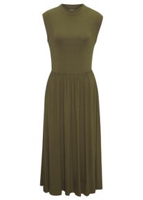 Midikleid Lascana, Damen, Gr. 34, N-Gr, khaki, Jersey, Obermaterial: 92% Viskose, 8% Elasthan, unifarben, figurumspielend ca. Mitte Wade, Rundhals, Kleider Midikleid, mit schmalem Oberteil, weiches Jerseykleid, basic