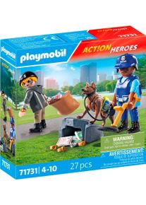 Konstruktions-Spielset Playmobil "Spurensuche mit Hund (71731), Playmobil Action Heroes", bunt, Spielbausteine, Kinder, Kunststoff, Konstruktions-Spielset