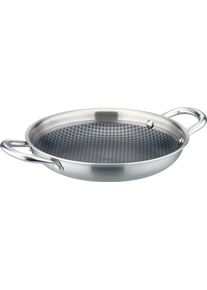 Servierpfanne GSW "Inoxxa Black", silber (silberfarben), H:4,5cm &Oslash;:24cm, Pfannen, Servierpfanne, Pfanne aus Dreischicht-Material mit Antihaft-Versiegelung