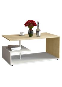 Couchtisch Vcm "Holz Sofatisch Couchtisch Wohnzimmertisch Maliso M", braun (wei&szlig;, honig, eiche), B:91cm T:53cm, Tische, Couchtisch