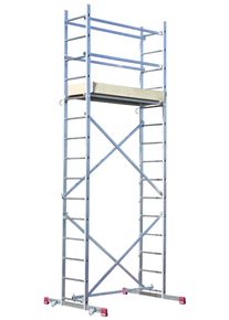 Arbeitsger&uuml;st Krause "CORDA", grau (aluminiumfarben), H:500cm L:150cm, Aluminium, Ger&uuml;ste, Arbeitsger&uuml;st, Montageger&uuml;st mit rutschsicherer Belagb&uuml;hne 1,50 x 0,56 m
