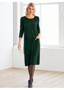 Strickkleid Heine "Strickkleid", Damen, Gr. 36, Normalgr&ouml;&szlig;en, gr&uuml;n (moos), Jersey, 60% Viskose, 40% Baumwolle, unifarben, knielang, Rundhals, Kleider Strickkleid