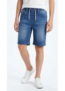 Jeansshorts name it "NKMRYAN JOGGER DNM L SHOR", Jungen, Gr. 110, N-Gr, blau (dunkelblau denim), Denim/Jeans, Obermaterial: 70% Baumwolle, 27% Polyester, 3% Elasthan, Abriebeffekte, kurz, Jeans Jeansshorts, Baumwollmischung, elastisches B&uuml;ndchen, verstellbar