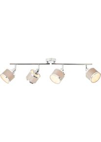Brilliant Deckenstrahler "Alexia", grau (chromfarben, grau), 4, H: 21,9cm, Leuchten, E14, Metall/Textil, chromfarben/grau, Deckenstrahler