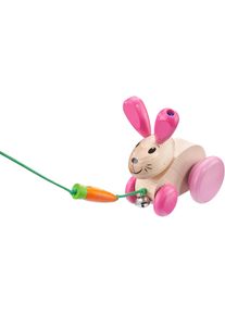Nachziehtier Selecta "Hanna Hoppel, Nachzieh-Hase, 13 cm", rosa (holzfarben, rosa), Nachziehspielzeug, BabyB:12,3cm H:8,9cm T:14cm, Holz, Nachziehtier, B:12,3cm H:8,9cm T:14cm