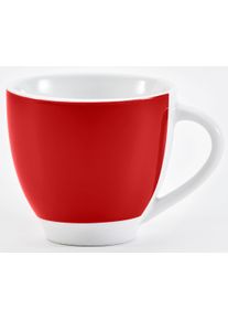 Tasse Van Well "Vario", rot (rot, wei&szlig;), B:24,5cm H:9,5cm, Porzellan, Trinkgef&auml;&szlig;e, Tasse, sp&uuml;lmaschinen- und mikrowellengeeignet, 6-teilig