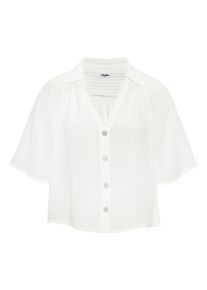 Kurzarmbluse Buffalo, Damen, Gr. 36, creme, Cr&ecirc;pe, Obermaterial: 100% Viskose, unifarben, figurumspielend taillenbedeckt, V-Ausschnitt, Raglan&auml;rmel, Blusen Kurzarmbluse