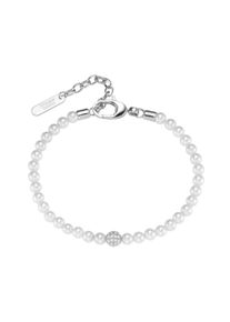 Armband "Armband mit Zirkonia und Muschelkern-Perlen, Silber 925", silber, Giorgio Martello MILANO, Armb&auml;nder, Damen, Silber 925 (Sterlingsilber), Armband