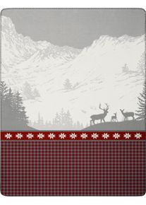 Wohndecke Biederlack "Wohndecke Alp View", grau, B:150cm L:200cm, Baumwolle, Polyester, Wohndecken, Wohndecke, mit romantischem Alpenpanorama