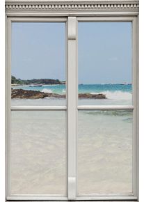 Wandsticker queence "Strand", blau, B:40cm H:60cm T:0,1cm, Wandtattoos, Wandsticker, Wandsticker, Wandbild, selbstklebend, 3D, Fenster