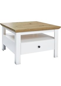 Couchtisch Home Affaire "Ulm", eiche, wei&szlig;, wei&szlig;, eiche, B:70cm H:46cm T:70cm, Tische, Couchtisch, Couchtisch mit Schublade & offenem Fach - (B/T/H) 70/70/46 cm