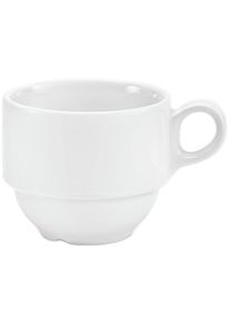 Tasse Van Well "Gourmet", wei&szlig;, B:8cm H:6,8cm, Porzellan, Trinkgef&auml;&szlig;e, Tasse, sp&uuml;lmaschinenfest, mikrowellengeeignet, stapelbar, 0,19 L, 6-teilig