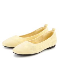 Ballerina Vivance "Slipper, Halbschuh, Freizeitschuh", Damen, Gr. 42, hellgelb, Obermaterial: 100% Textilmaterial. Decksohle: 100% Textilmaterial. Futter: 100% Textilmaterial. Laufsohle: 100% Synthetik, Mesh, unifarben, Basic, Schuhe Ballerina, aus leichtem Mesh zum Reinschl&uuml;pfen
