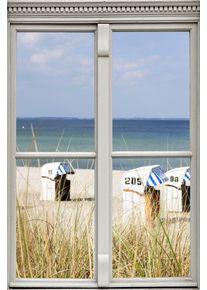 Wandsticker queence "Strandk&ouml;rbe", blau, B:40cm H:60cm T:0,1cm, Wandtattoos, Wandsticker, Wandsticker, Wandbild, selbstklebend, 3D, Fenster